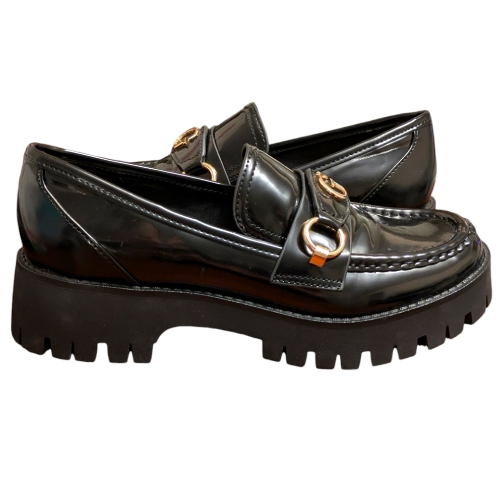 Guess Black Patent Leather Loafers